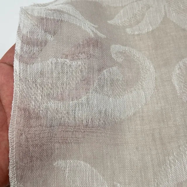 Elegant Botanical Scroll Sheer Blend Linen Fabric By The Yard, 60"Width, CL1168