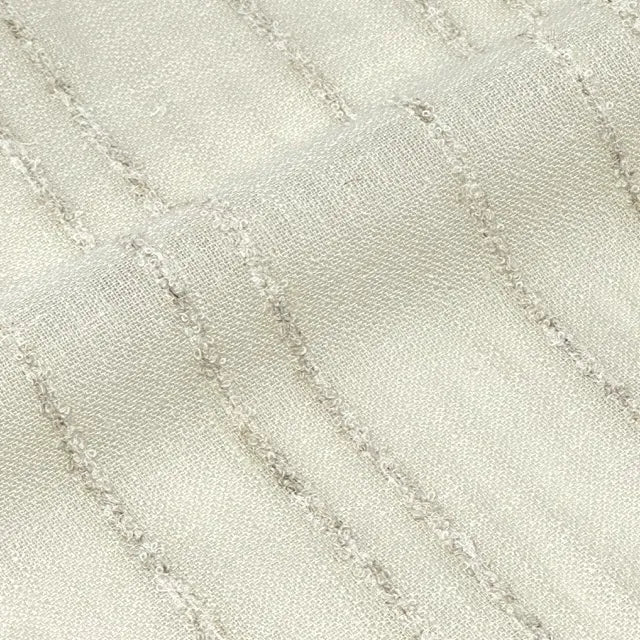 Ruffled Stripe Embroidery Blend Linen Fabric | 118"Width | CL1172