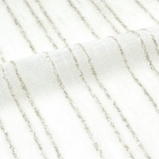 Ruffled Stripe Embroidery Blend Linen Fabric | 118"Width | CL1172