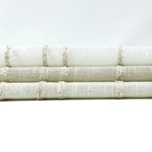 Ruffled Stripe Embroidery Blend Linen Fabric, 118"Width, CL1172