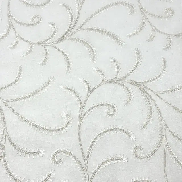 Embroidered Trailing Vine Sheer Linen Blend Fabric by the Yard, 54" Width, CL1173