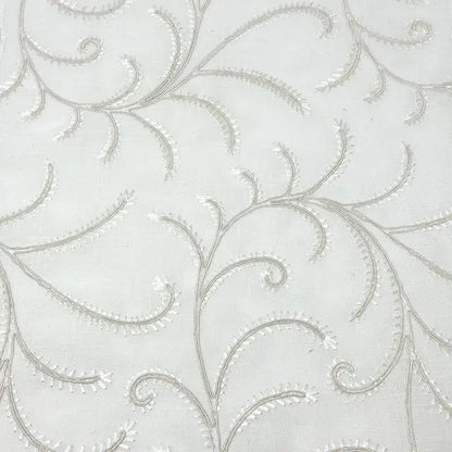 Embroidered Trailing Vine Sheer Linen Blend Fabric by the Yard, 54" Width, CL1173