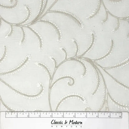 Embroidered Trailing Vine Sheer Linen Blend Fabric by the Yard, 54" Width, CL1173