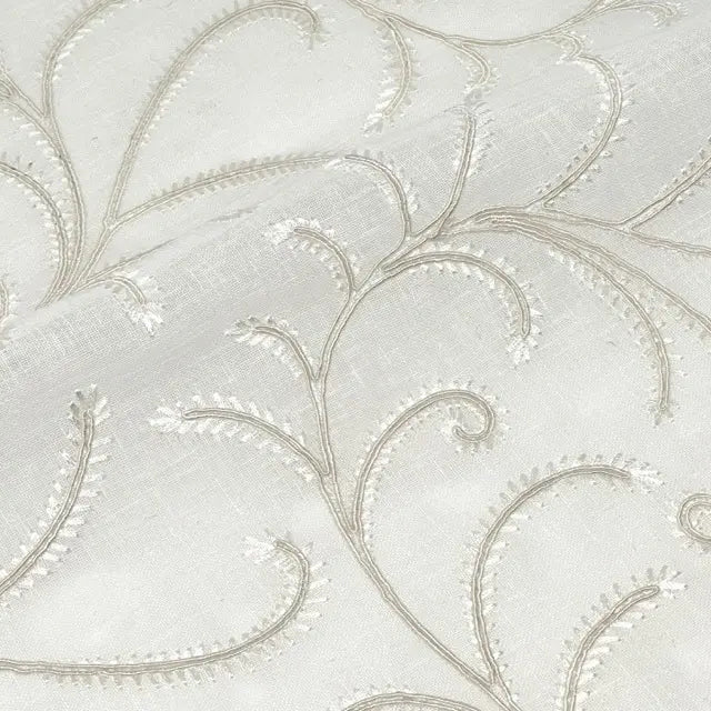 Embroidered Trailing Vine Sheer Linen Blend Fabric by the Yard, 54" Width, CL1173