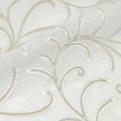 Embroidered Trailing Vine Sheer Linen Blend Fabric by the Yard, 54" Width, CL1173