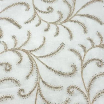 Embroidered Trailing Vine Sheer Linen Blend Fabric by the Yard, 54" Width, CL1173
