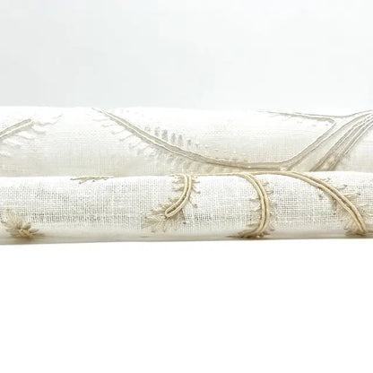 Embroidered Trailing Vine Sheer Linen Blend Fabric by the Yard, 54" Width, CL1173