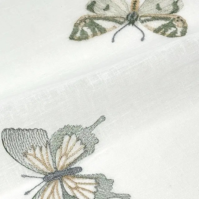 Whimsical Butterfly Embroidered Sheer Drapery Fabric by the Yard, 54"Width, CL1174