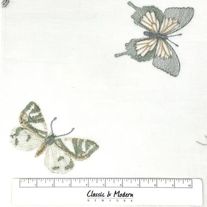 Whimsical Butterfly Embroidered Sheer Drapery Fabric by the Yard, 54"Width, CL1174