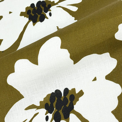 Mid-Century Modern Floral 100% Linen Fabric Flat Roman Shade, CL1175