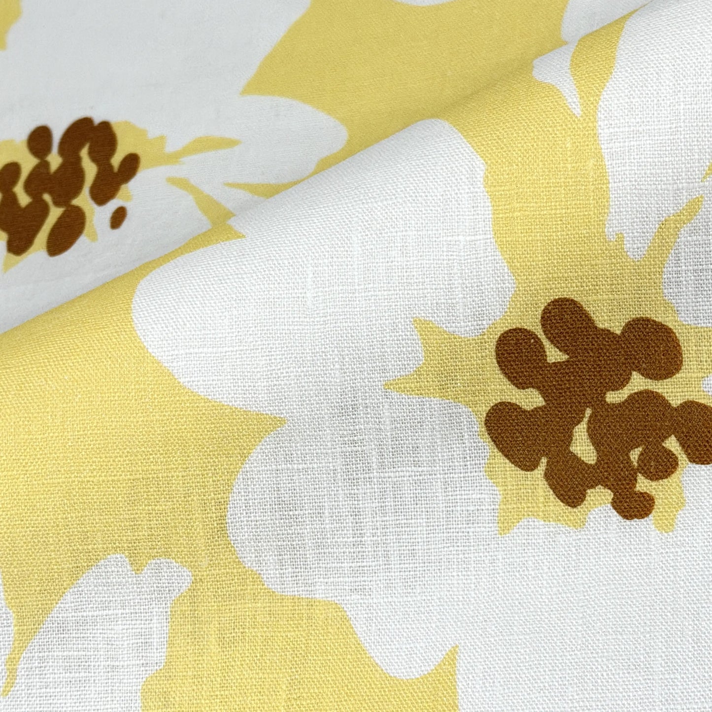 Mid-Century Modern Floral 100% Linen Fabric Flat Roman Shade, CL1175