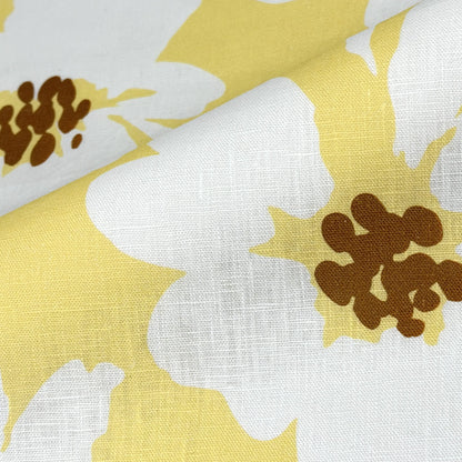 Mid-Century Modern Floral 100% Linen Fabric Flat Roman Shade, CL1175