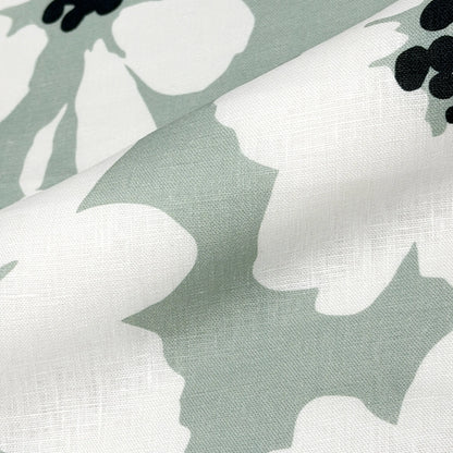 Mid-Century Modern Floral 100% Linen Fabric Flat Roman Shade, CL1175