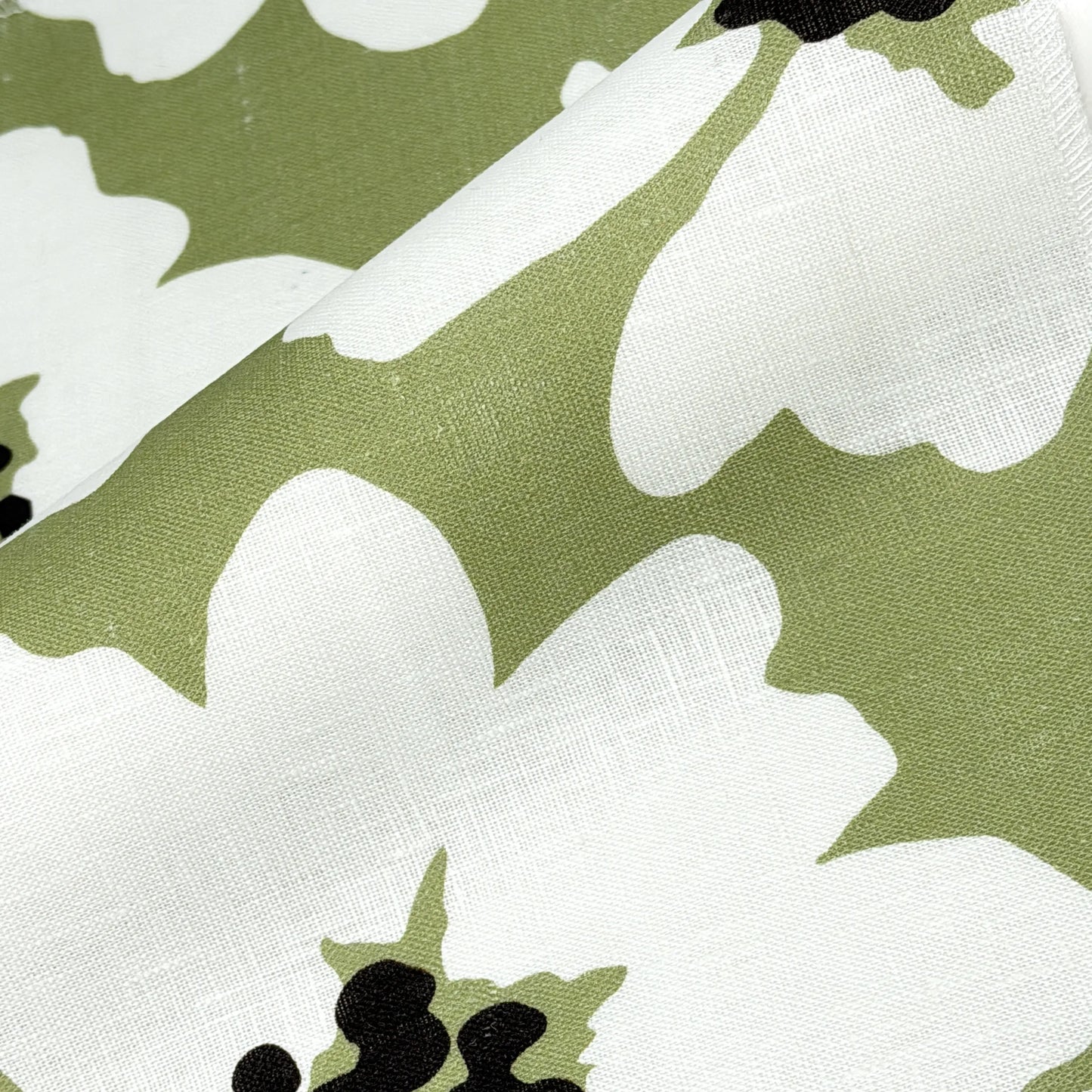 Mid-Century Modern Floral 100% Linen Fabric Flat Roman Shade, CL1175