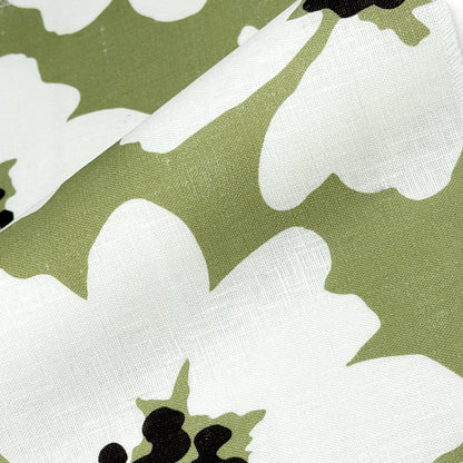 Mid-Century Modern Floral 100% Linen Fabric Flat Roman Shade, CL1175