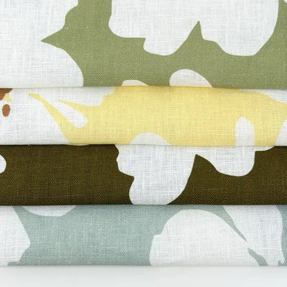 Mid-Century Modern Floral 100% Linen Fabric Flat Roman Shade, CL1175