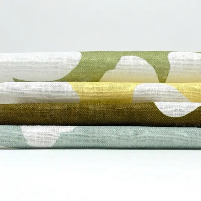 Mid-Century Modern Floral 100% Linen Fabric by the Yard, 57"Width, CL1175