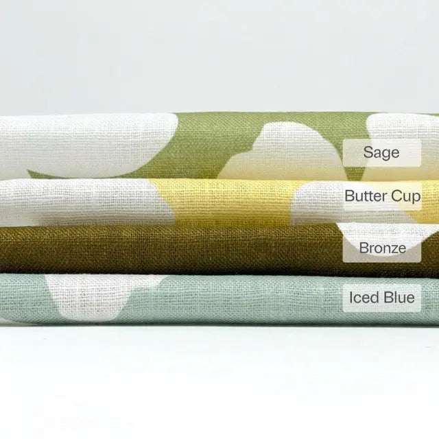 Mid-Century Modern Floral 100% Linen Fabric Flat Roman Shade, CL1175