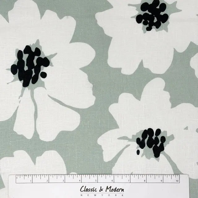 Mid-Century Modern Floral 100% Linen Fabric Flat Roman Shade, CL1175
