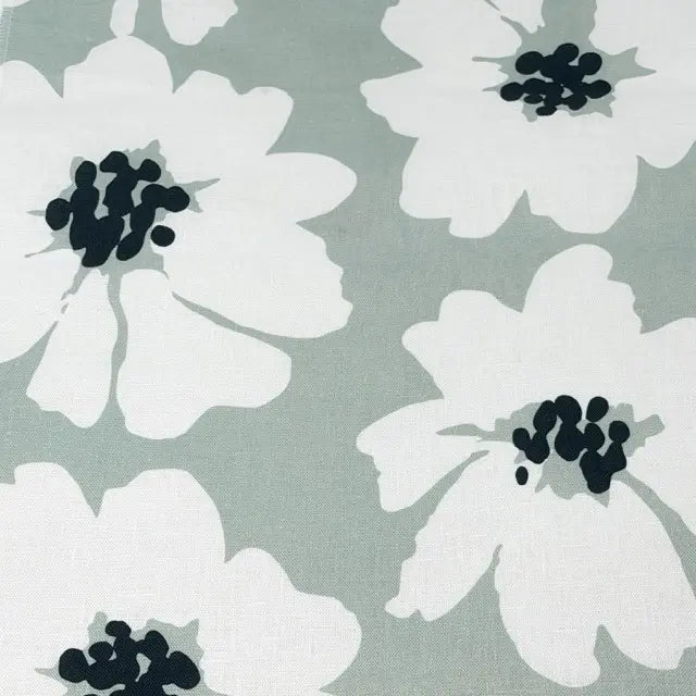 Mid-Century Modern Floral 100% Linen Fabric Flat Roman Shade, CL1175
