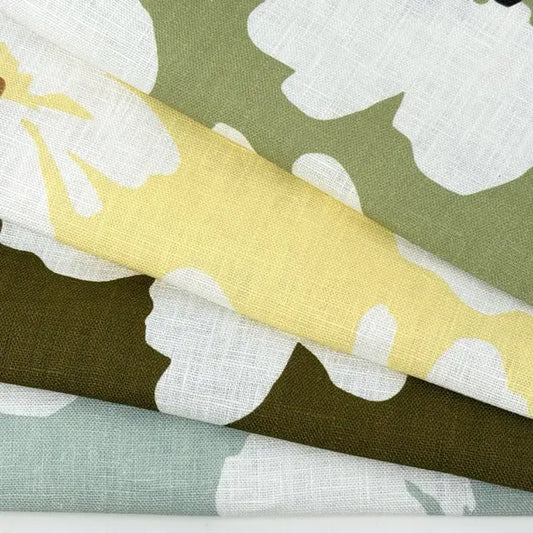 Mid-Century Modern Floral 100% Linen Fabric by the Yard | 57"Width | CL1175