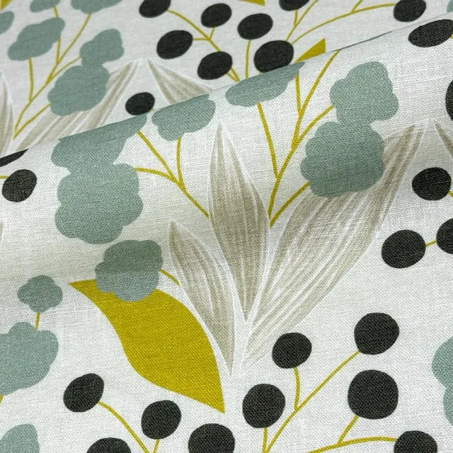 Retro Botanical Mid-Century Modern 100% Linen Fabric by the Yard, 57"Width, CL1176