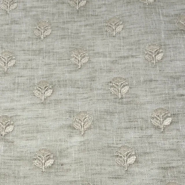 Elegant Embroidered Floral Sprig Sheer Linen Blend Fabric by the Yard, 54"Width, CL1179