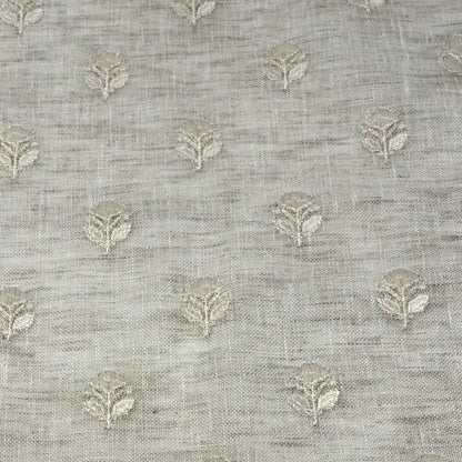 Elegant Embroidered Floral Sprig Sheer Linen Blend Fabric by the Yard, 54"Width, CL1179