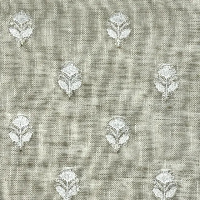 Elegant Embroidered Floral Sprig Sheer Linen Blend Fabric by the Yard, 54"Width, CL1179
