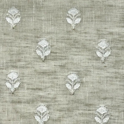 Elegant Embroidered Floral Sprig Sheer Linen Blend Fabric by the Yard, 54"Width, CL1179