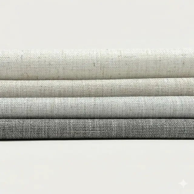 3 Pass Blackout Faux Linen Flat Roman Shade, CL1185