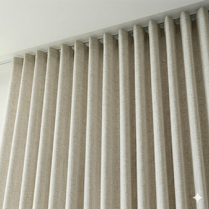 Blackout S-Fold Linen Curtain, Ripplefold Drapery, Room Darkening Drapery, CL1185C