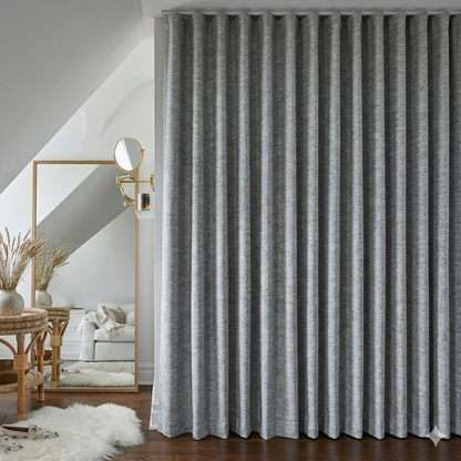 Blackout S-Fold Linen Curtain, Ripplefold Drapery, Room Darkening Drapery, CL1185C