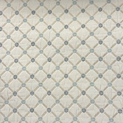 Blue Green Geometric Trellis Jacquard Fabric Flat Roman Shade, CL1187