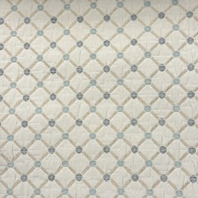 Green Beige Geometric Trellis Jacquard Fabric Flat Roman Shade, CL1187