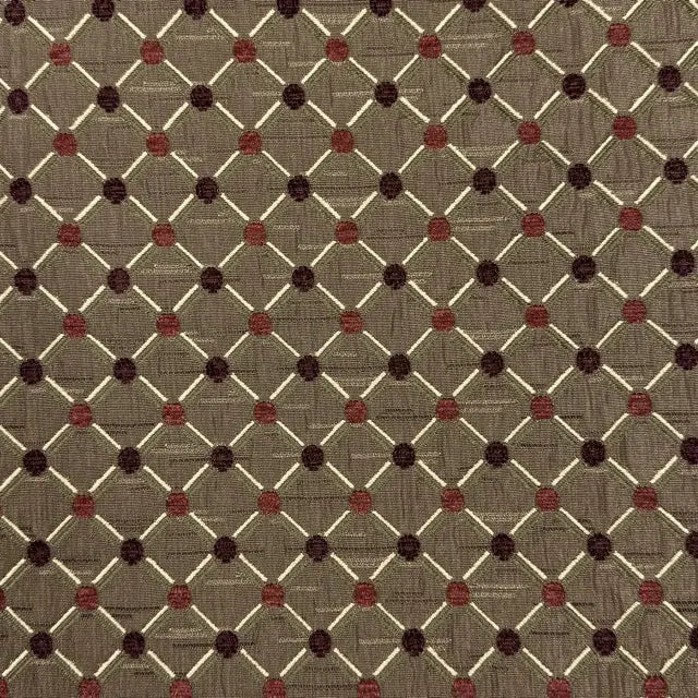 Green Beige Geometric Trellis Jacquard Fabric Flat Roman Shade, CL1187
