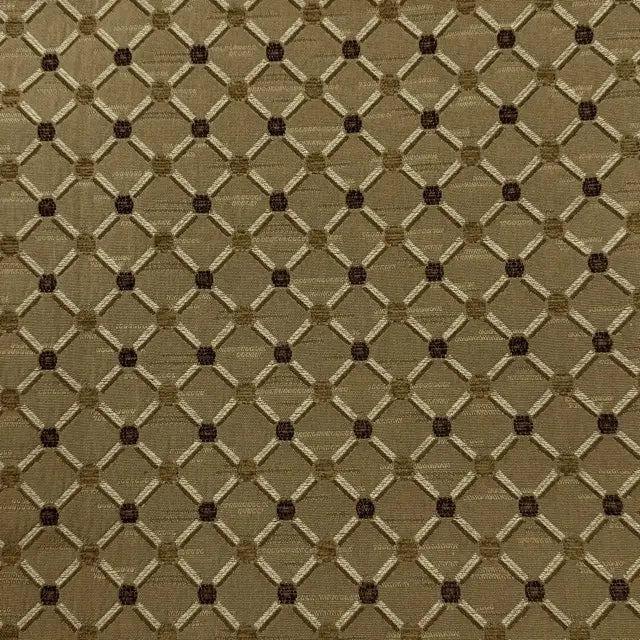 Golden Brown Geometric Trellis Jacquard Fabric Flat Roman Shade, CL1187