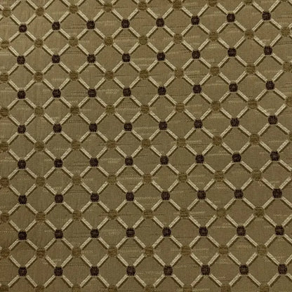 Green Beige Geometric Trellis Jacquard Fabric Flat Roman Shade, CL1187