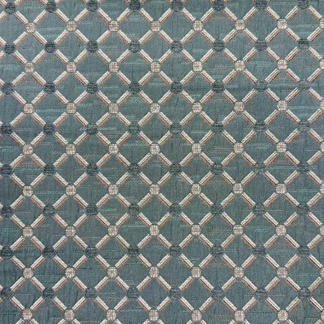 Green Beige Geometric Trellis Jacquard Fabric Flat Roman Shade, CL1187