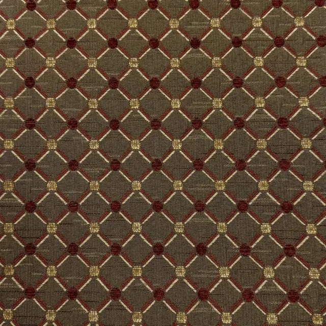 Golden Brown Geometric Trellis Jacquard Fabric Flat Roman Shade, CL1187