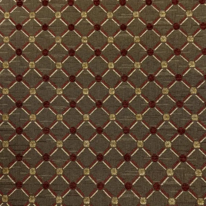 Golden Brown Geometric Trellis Jacquard Fabric Flat Roman Shade, CL1187
