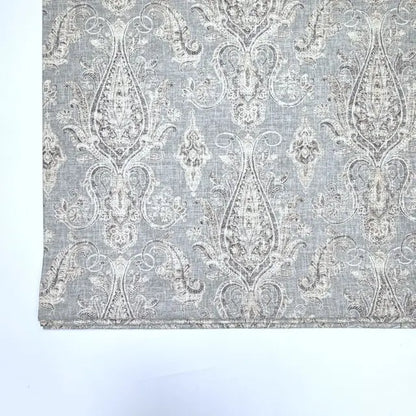 Vintage Damask Grey Linen Custom Flat Roman Shade, CL1188