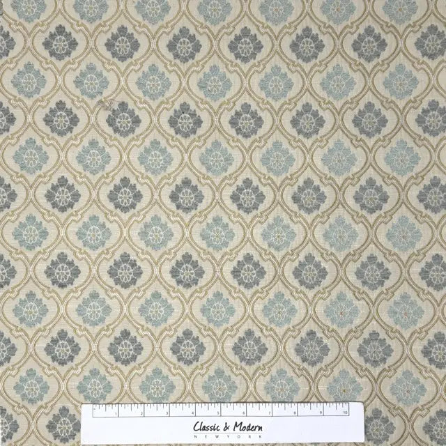 Beige Ogee Medallion Jacquard Flat Roman Shade, CL1191
