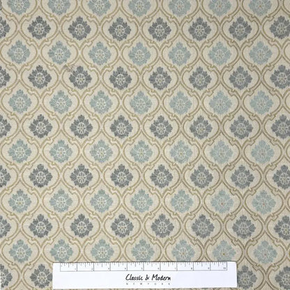 Beige Ogee Medallion Jacquard Flat Roman Shade, CL1191