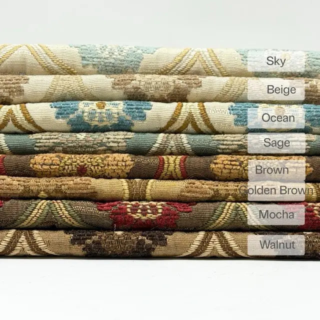 Beige Ogee Medallion Jacquard Flat Roman Shade, CL1191