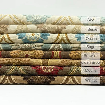 Beige Ogee Medallion Jacquard Flat Roman Shade, CL1191