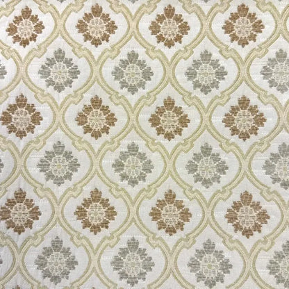 Beige Ogee Medallion Jacquard Flat Roman Shade, CL1191