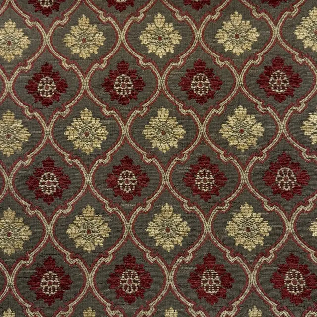 Beige Ogee Medallion Jacquard Flat Roman Shade, CL1191