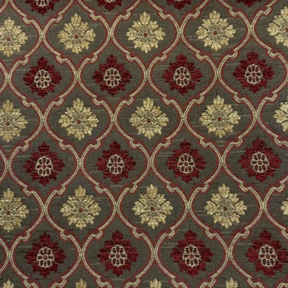 Beige Ogee Medallion Jacquard Flat Roman Shade, CL1191