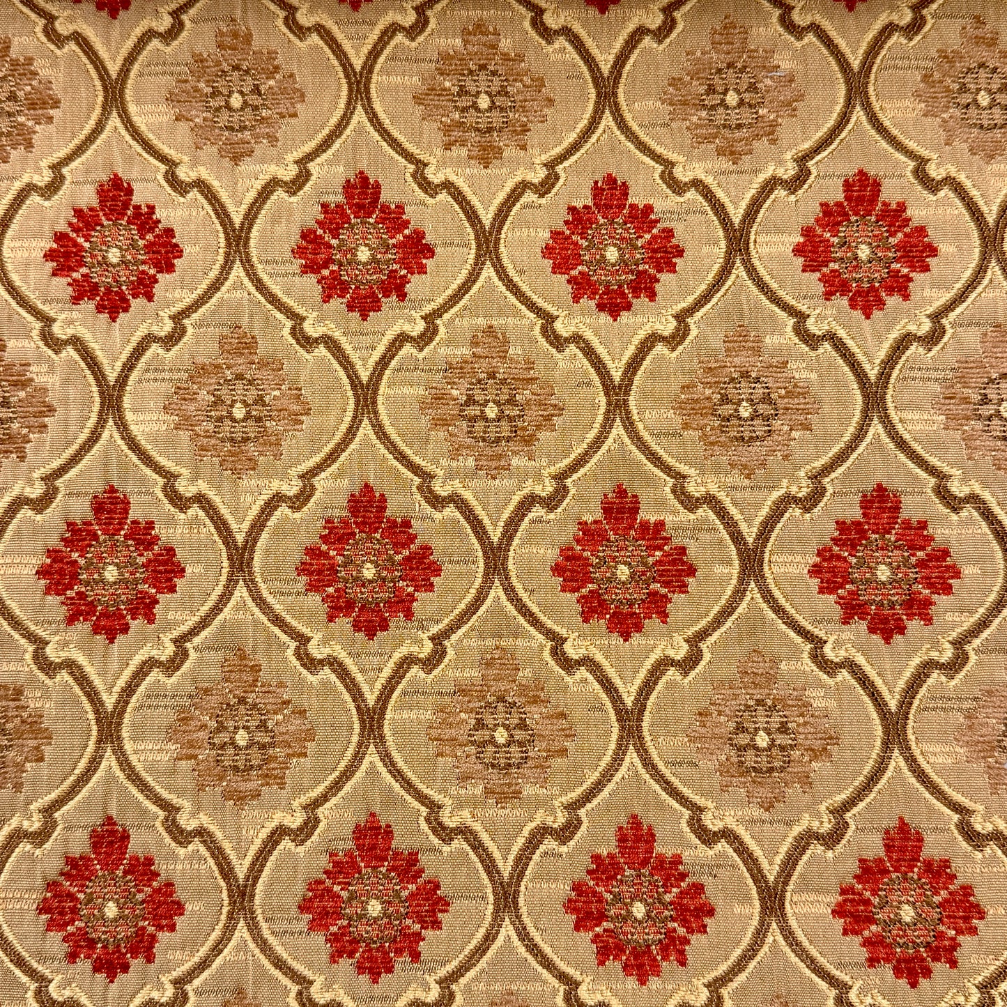 Khaki Sage Green Damask Jacquard Flat Roman Shade, CL1191